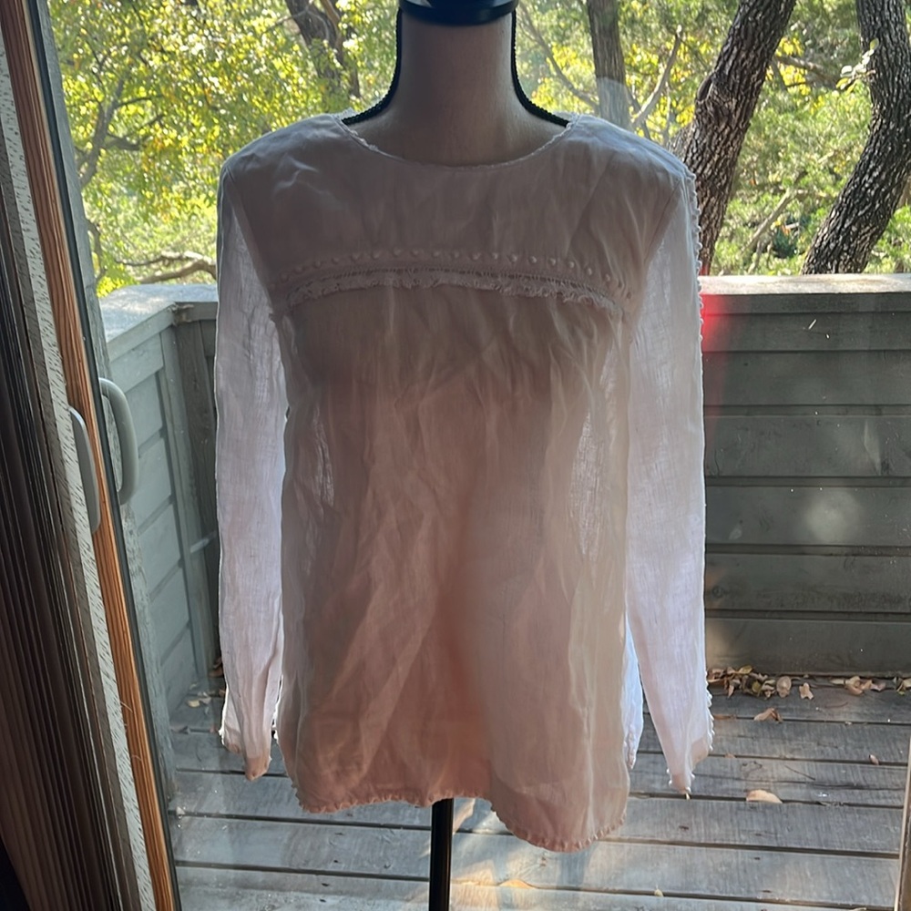 JCrew 100% linen blouse with delicate details